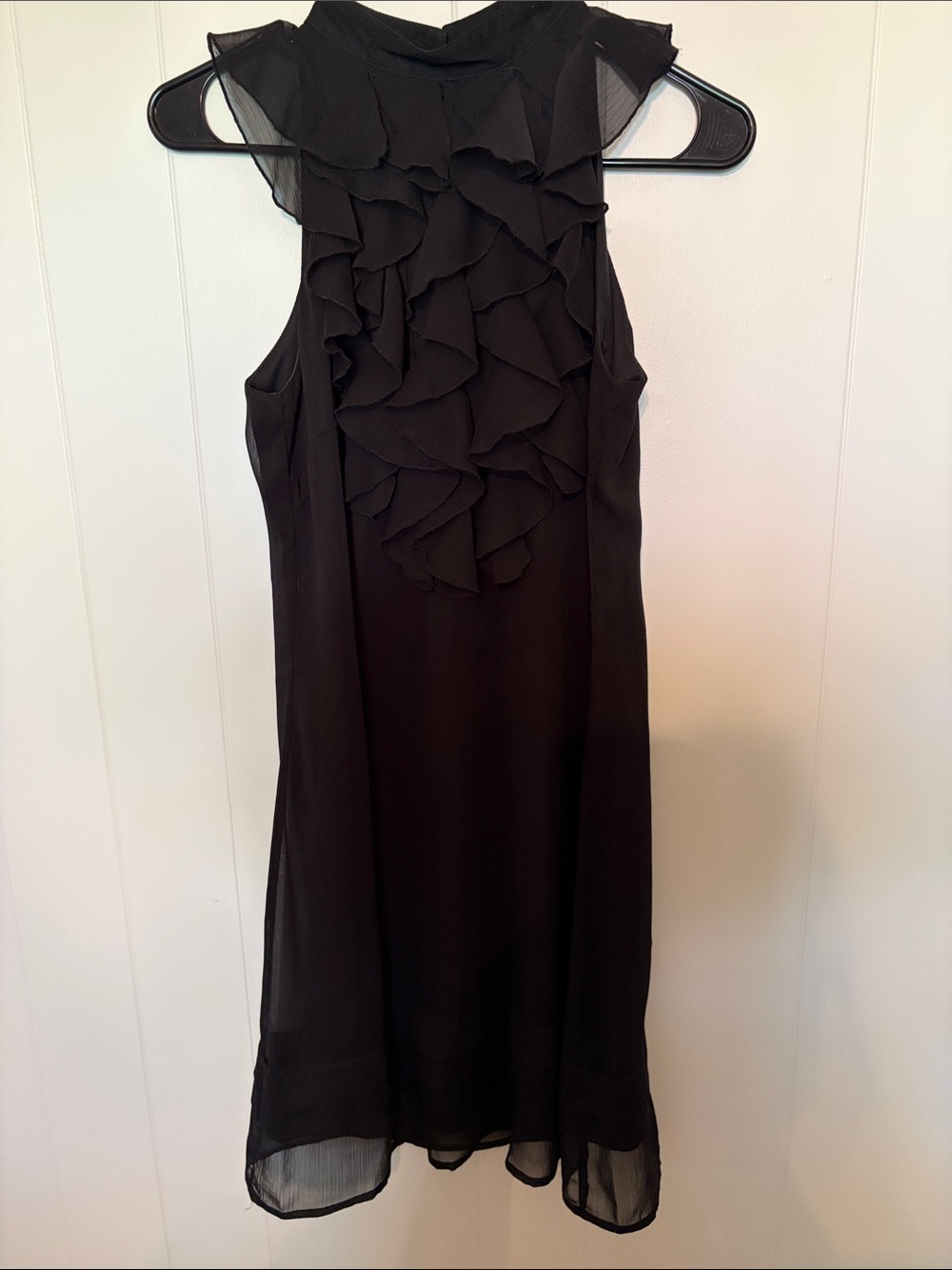 Fire Los Angeles Black Ruffle-Front Midi Dress